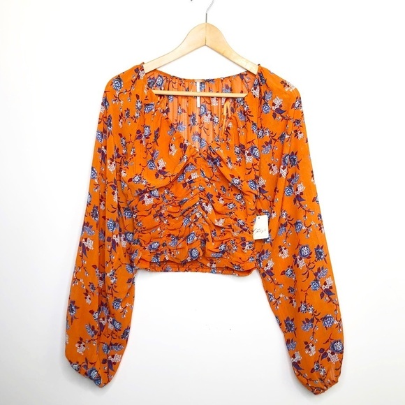 FREE People Blusa final rose floral, V-neck flowers - Picture 3 of 15